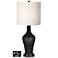 White Drum Jug Lamp - 2 Outlets and 2 USBs in Caviar Metallic
