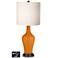 White Drum Jug Lamp - 2 Outlets and 2 USBs in Cinnamon Spice