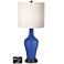 White Drum Jug Lamp - 2 Outlets and 2 USBs in Dazzling Blue