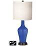 White Drum Jug Lamp - 2 Outlets and 2 USBs in Dazzling Blue
