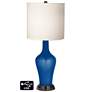 White Drum Jug Lamp - 2 Outlets and 2 USBs in Ocean Metallic