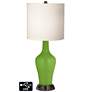White Drum Jug Lamp - 2 Outlets and 2 USBs in Rosemary Green