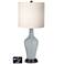 White Drum Jug Lamp - 2 Outlets and 2 USBs in Uncertain Gray