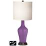 White Drum Jug Lamp - 2 Outlets and USB in Passionate Purple