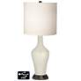 White Drum Jug Lamp - 2 Outlets and USB in Vanilla Metallic