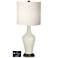 White Drum Jug Lamp - 2 Outlets and USB in Vanilla Metallic