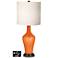 White Drum Jug Lamp - Outlets and USBs in Burnt Orange Metallic