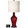 White Drum Jug Lamp - Outlets and USBs in Cabernet Red Metallic