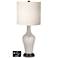 White Drum Jug Lamp - Outlets and USBs in Silver Lining Metallic