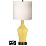 White Drum Jug Table Lamp - 2 Outlets and 2 USBs in Daffodil