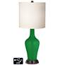 White Drum Jug Table Lamp - 2 Outlets and 2 USBs in Envy
