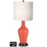 White Drum Jug Table Lamp - 2 Outlets and 2 USBs in Koi