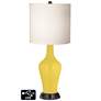 White Drum Jug Table Lamp - 2 Outlets and 2 USBs in Lemon Zest