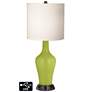 White Drum Jug Table Lamp - 2 Outlets and 2 USBs in Parakeet