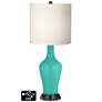 White Drum Jug Table Lamp - 2 Outlets and 2 USBs in Synergy