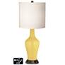 White Drum Jug Table Lamp - 2 Outlets and USB in Daffodil