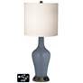 White Drum Jug Table Lamp - 2 Outlets and USB in Granite Peak