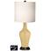 White Drum Jug Table Lamp - 2 Outlets and USB in Humble Gold
