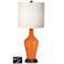 White Drum Jug Table Lamp - 2 Outlets and USB in Invigorate