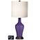 White Drum Jug Table Lamp - 2 Outlets and USB in Izmir Purple