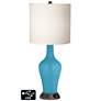 White Drum Jug Table Lamp - 2 Outlets and USB in Jamaica Bay