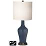 White Drum Jug Table Lamp - 2 Outlets and USB in Naval