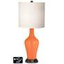 White Drum Jug Table Lamp - 2 Outlets and USB in Nectarine