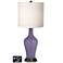 White Drum Jug Table Lamp - 2 Outlets and USB in Purple Haze