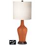 White Drum Jug Table Lamp - 2 Outlets and USB in Robust Orange