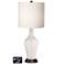 White Drum Jug Table Lamp - 2 Outlets and USB in Smart White