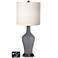 White Drum Jug Table Lamp - 2 Outlets and USB in Software