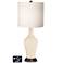 White Drum Jug Table Lamp - 2 Outlets and USB in Steamed Milk