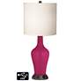 White Drum Jug Table Lamp - 2 Outlets and USB in Vivacious