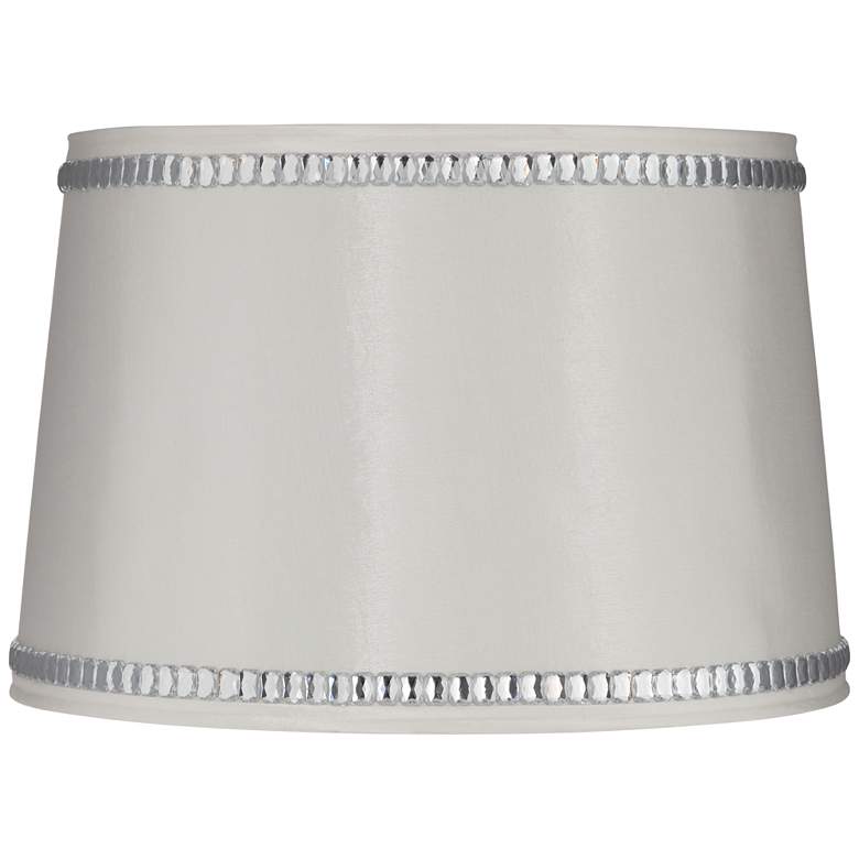 Image 1 White Drum Lamp Shade with Crystal Trim 13x15x10 (Spider)