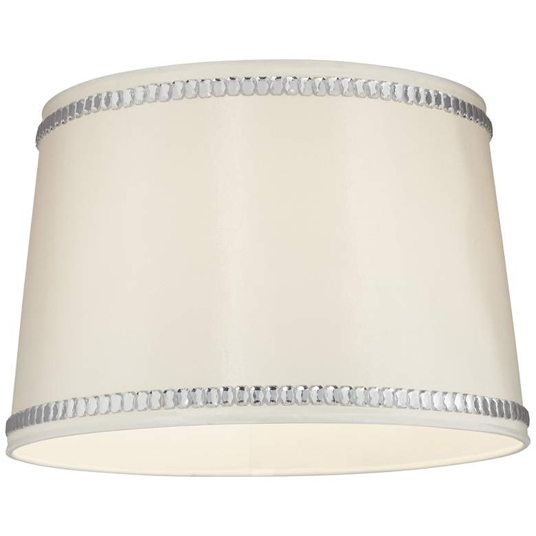Image 2 White Drum Lamp Shade with Crystal Trim 13x15x10 (Spider) more views