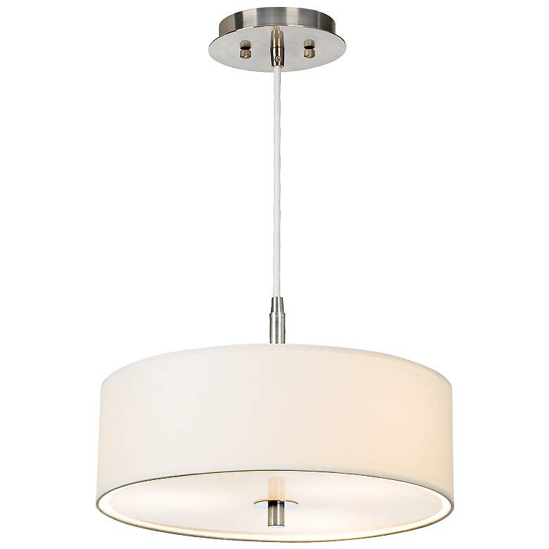 Image 1 White Drum Shade 16 inch Wide Pendant Chandelier