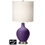 White Drum Table Lamp - 2 Outlets and USB in Acai