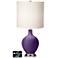 White Drum Table Lamp - 2 Outlets and USB in Acai