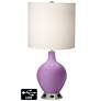 White Drum Table Lamp - 2 Outlets and USB in African Violet