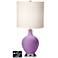White Drum Table Lamp - 2 Outlets and USB in African Violet