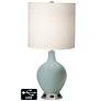 White Drum Table Lamp - 2 Outlets and USB in Aqua-Sphere