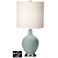 White Drum Table Lamp - 2 Outlets and USB in Aqua-Sphere