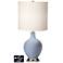 White Drum Table Lamp - 2 Outlets and USB in Blue Sky