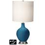 White Drum Table Lamp - 2 Outlets and USB in Bosporus