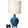 White Drum Table Lamp - 2 Outlets and USB in Bosporus