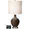 White Drum Table Lamp - 2 Outlets and USB in Carafe