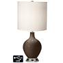 White Drum Table Lamp - 2 Outlets and USB in Carafe