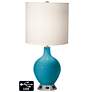White Drum Table Lamp - 2 Outlets and USB in Caribbean Sea
