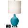 White Drum Table Lamp - 2 Outlets and USB in Caribbean Sea
