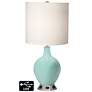 White Drum Table Lamp - 2 Outlets and USB in Cay